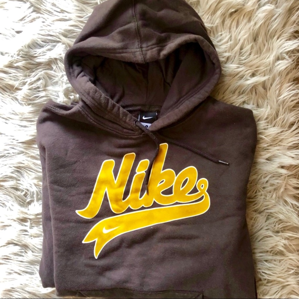 Nike NEW LIKE Vintage Hoodied Sweatshirt Brown